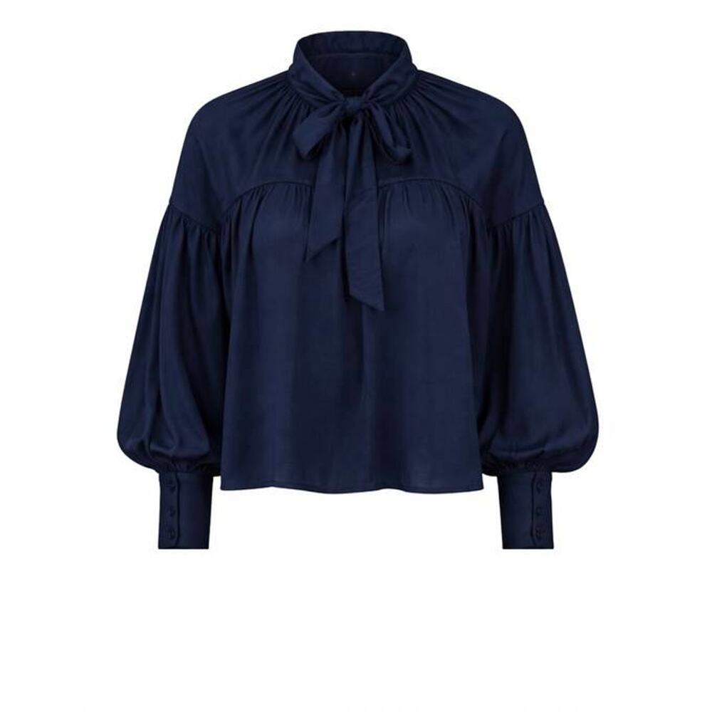 Hunter Bell The Celeste Silk Voile Blouse in Navy XS - Picture 2 of 2
